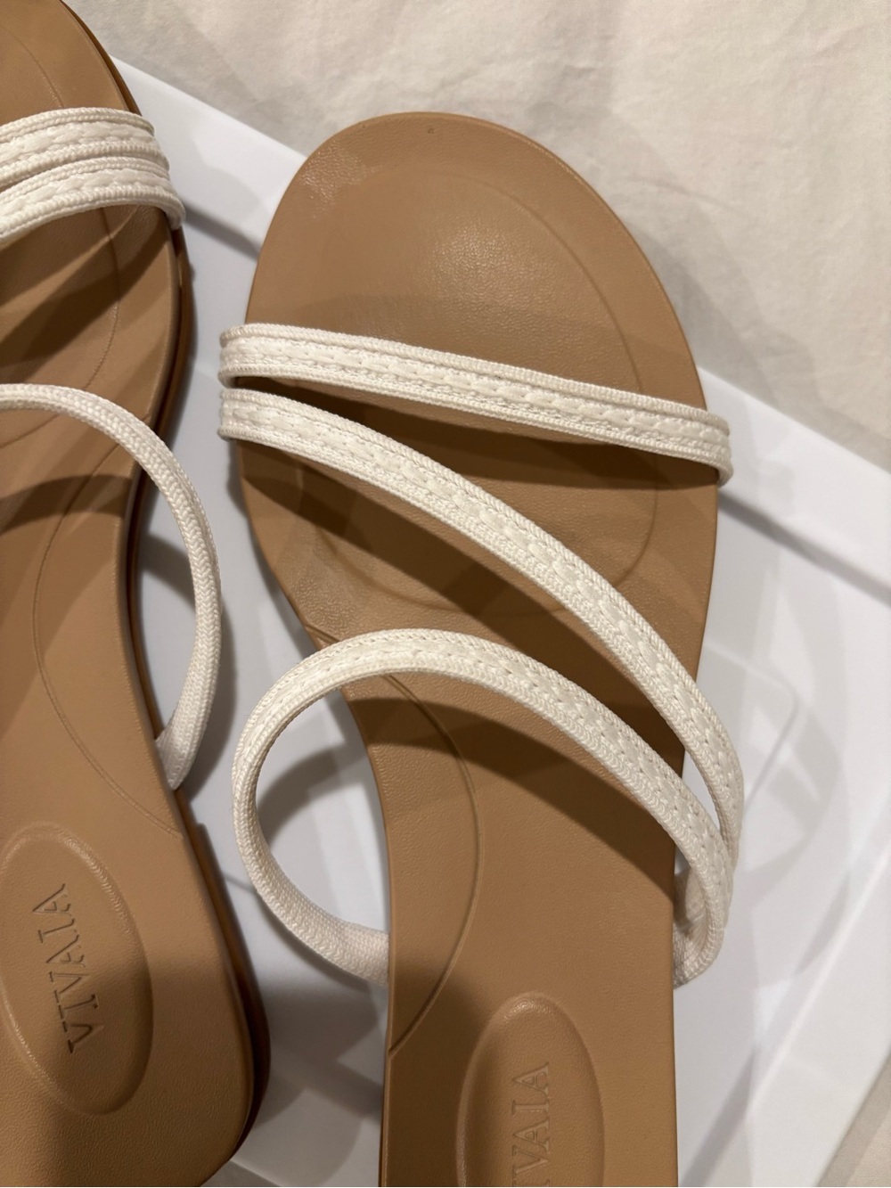 VIVAIA (Carla) White Strappy Flat Sandals for Women